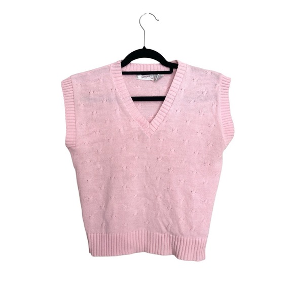 Honors Sweaters - Women's Vintage Honors Pink Sweater Vest Sz M 80s Made In USA Preppy‎ Academia